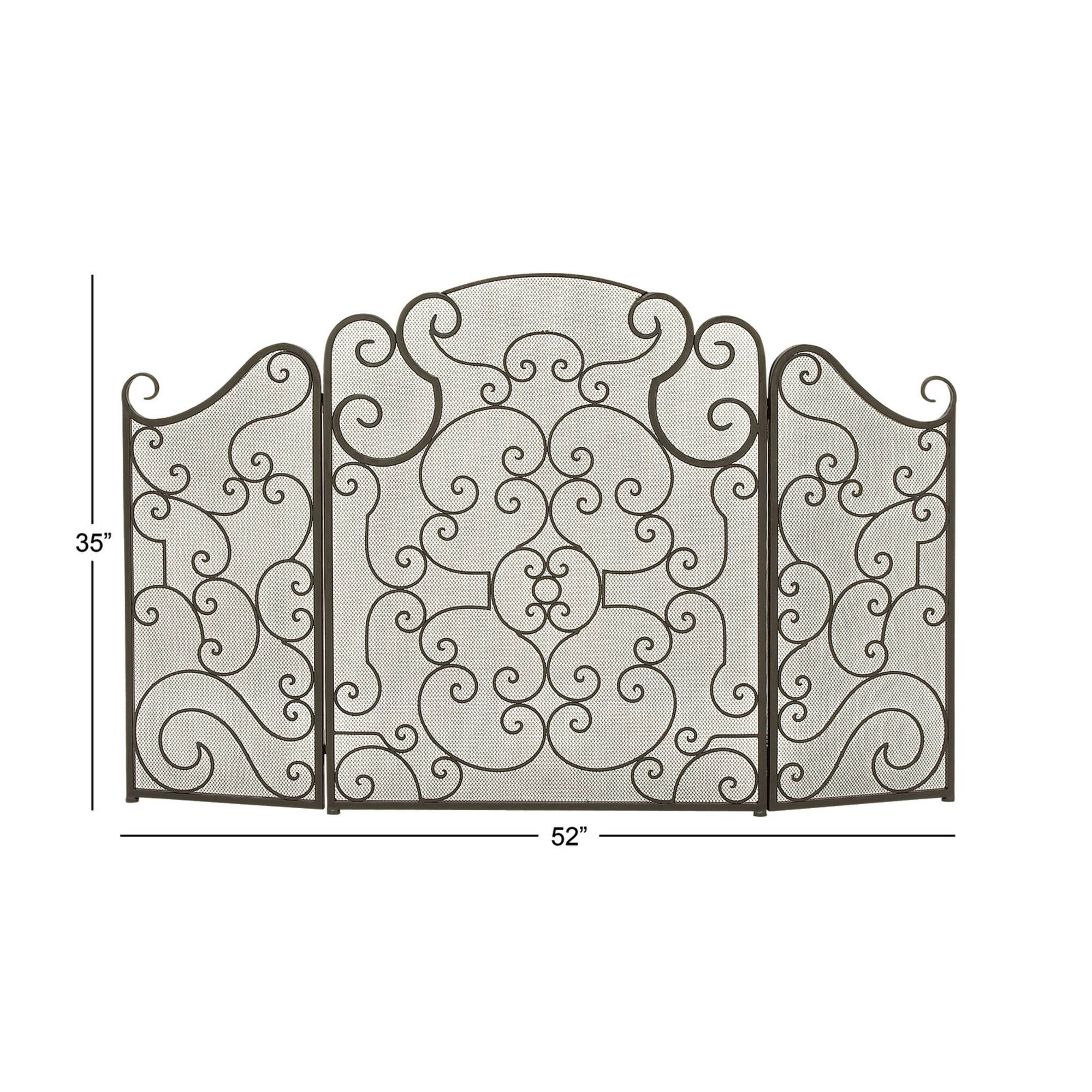 Black Metal Traditional Fireplace Screen